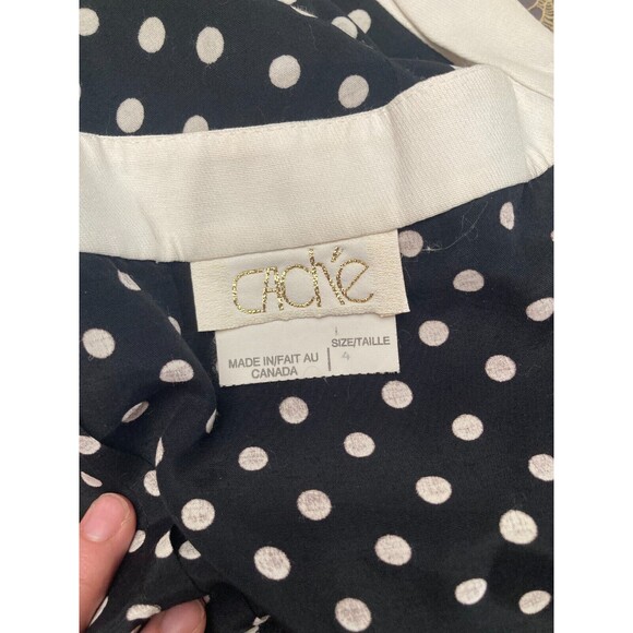 Cache Vintage 90s Jumpsuit 1990s Black & White Polka Dot Wide Leg Size Small - Picture 5 of 6